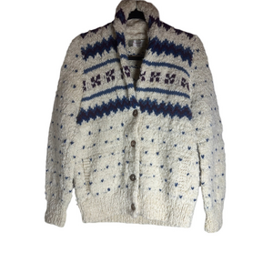 Vintage Nomad Wool Fair Isle Cardigan Sweater Made in Ecuador M